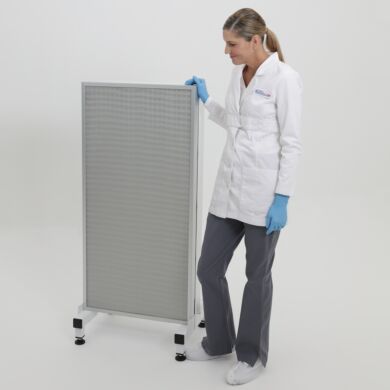Front side of horizontal HEPA filtration system; 1 FFUs mounted on a base stand